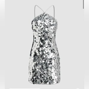 Cider Silver Sequin Mini Dress